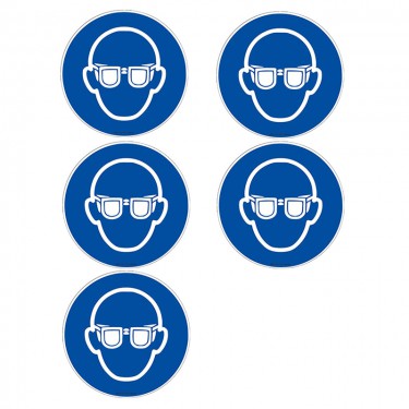 Autocollants Lunettes de protection obligatoires ISO 7010 M004 - Lot de 5