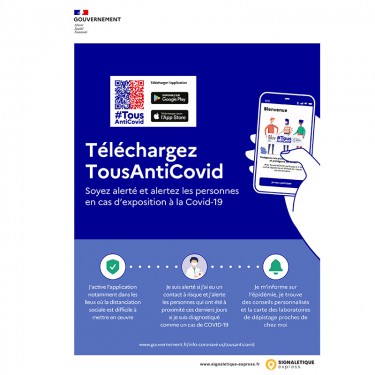 Affiche adhésive Application Tous AntiCovid