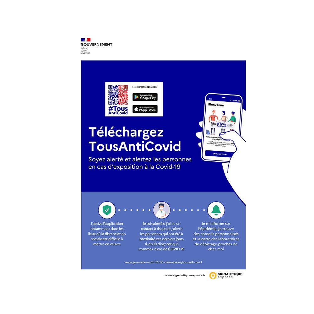 Affiche adhésive Application Tous AntiCovid