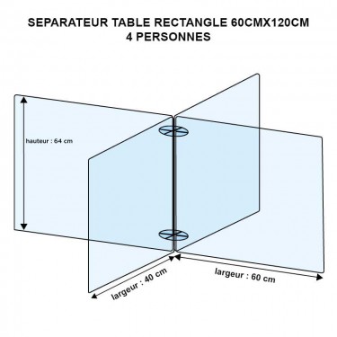 Séparateur de table rectangle en plexiglas - MODULO