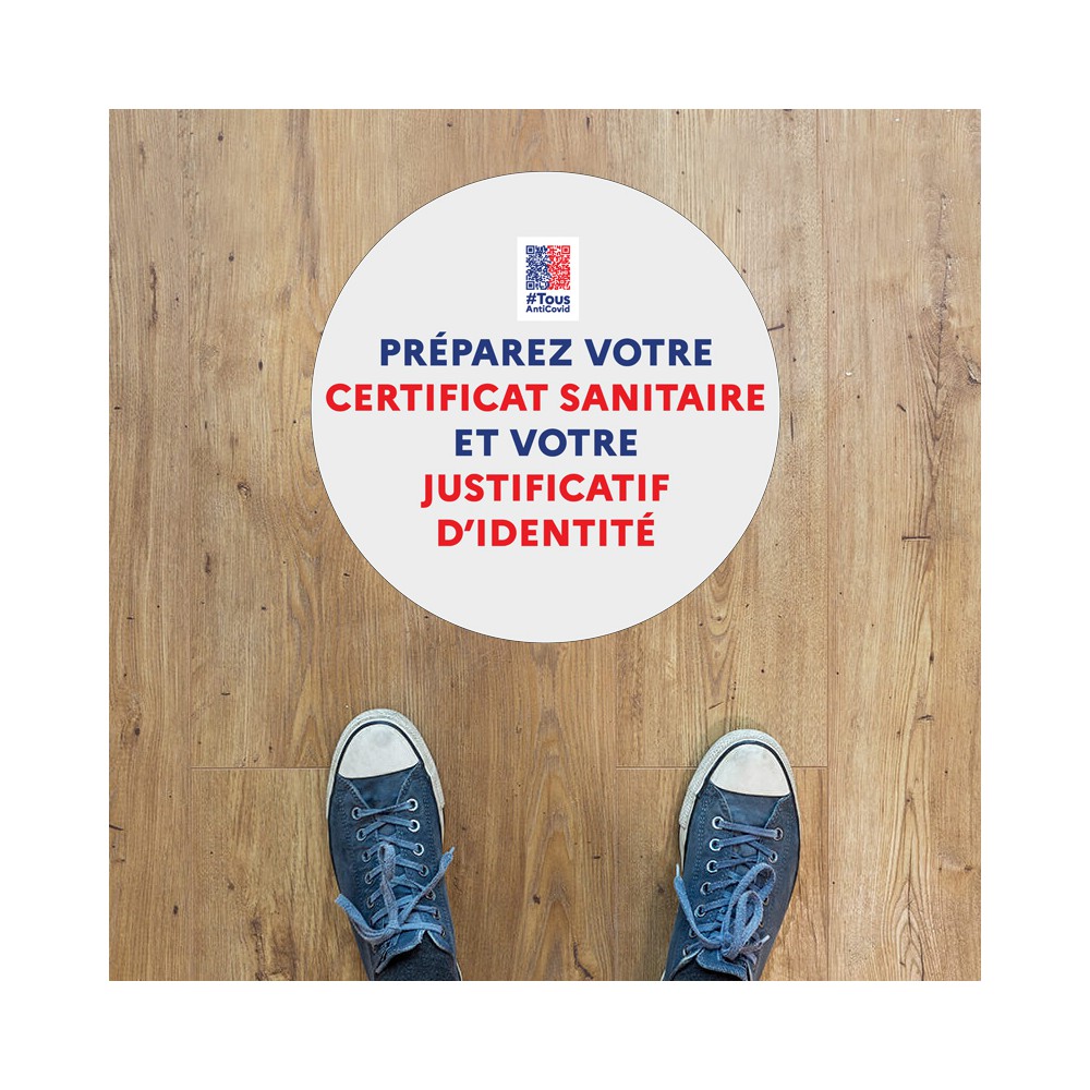 Sticker de sol Contrôle du Pass Sanitaire Sticker de sol Contrôle du Pass Sanitaire