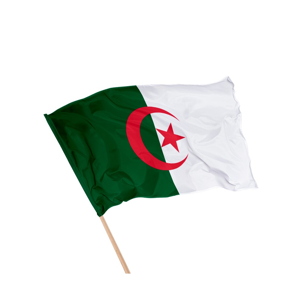 Drapeau Algérie sur Hampe à agiter - 5 tailles disponibles