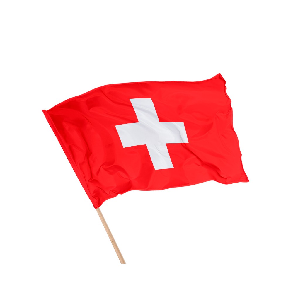 Drapeau Suisse sur Hampe à agiter - 5 tailles disponibles