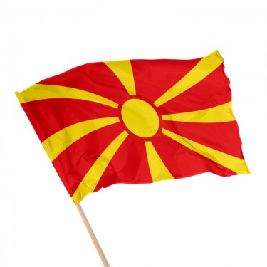 Drapeau de la Macédoine du nord sur hampe