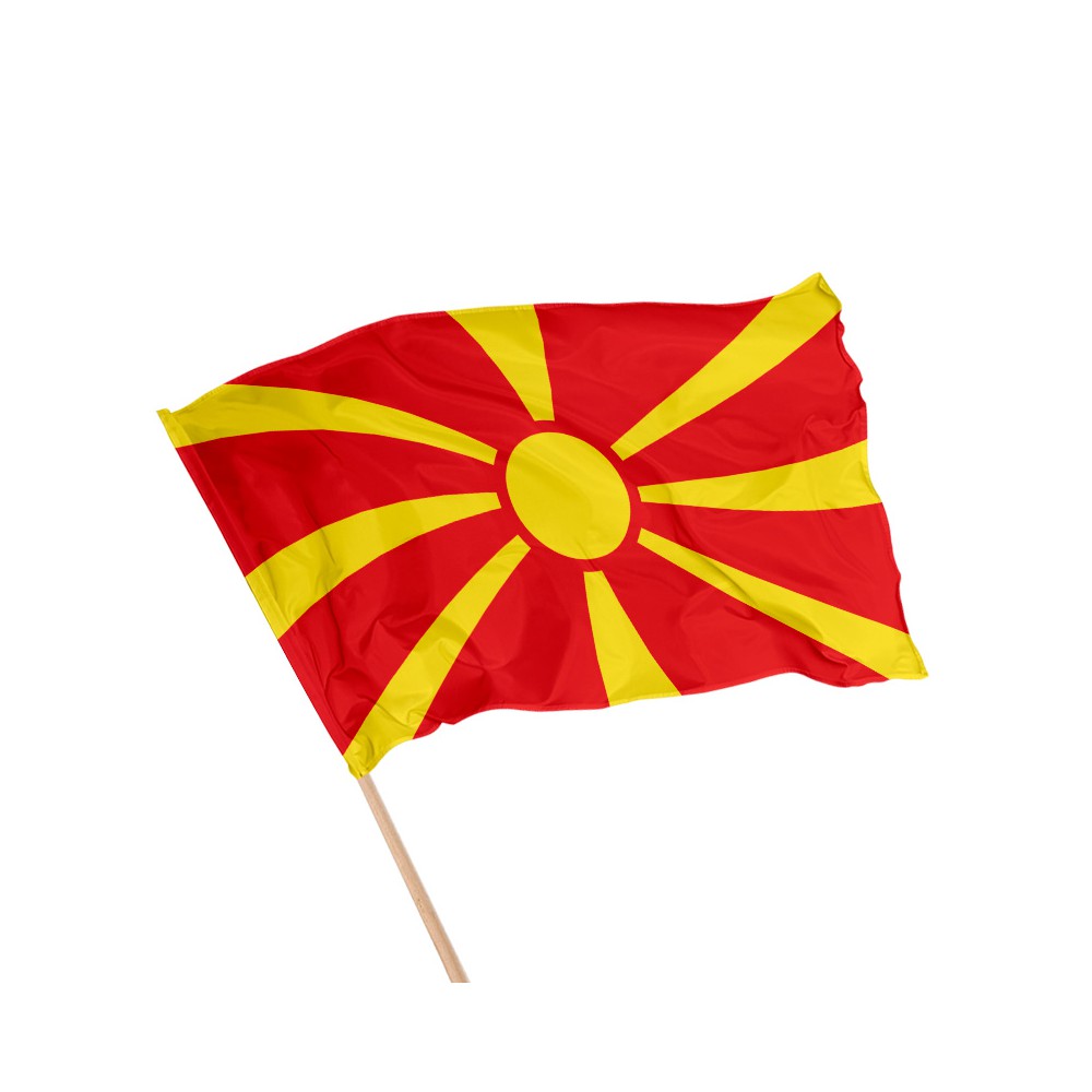 Drapeau de la Macédoine du nord sur hampe