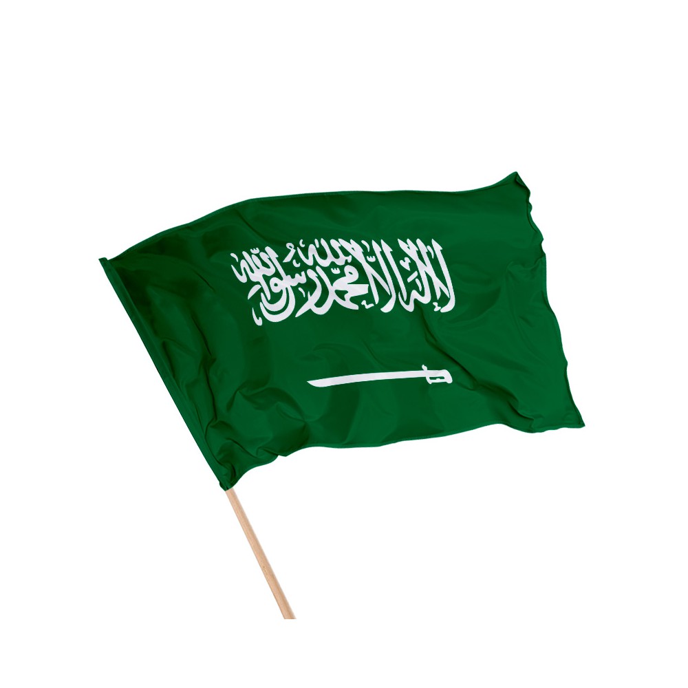 Drapeau de l'Arabie Saoudite sur hampe