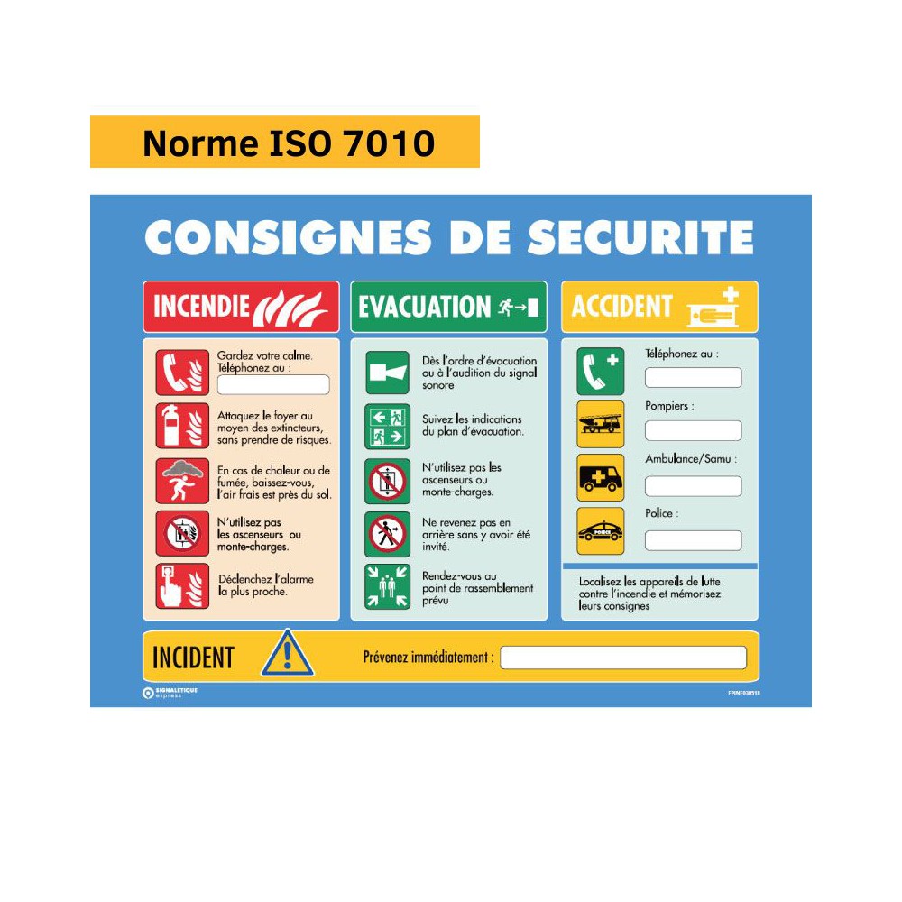 Panneau Consignes de sécurité Iso 7010