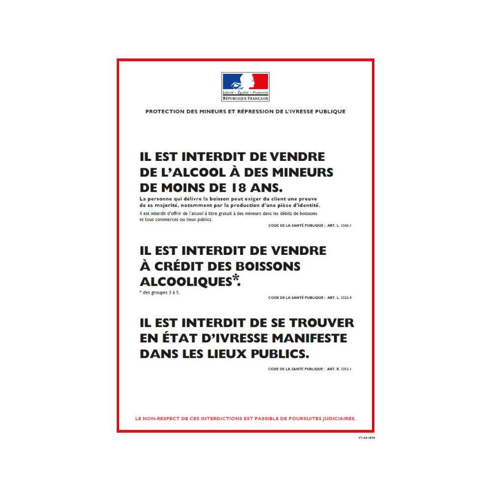 Panneau Interdiction de vente de l'alcool à emporter à des mineurs