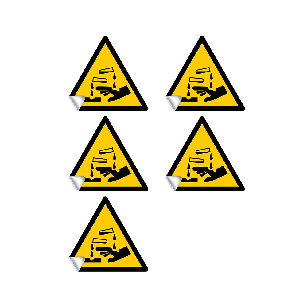 Autocollants Danger Substances Corrosives W023 - ISO 7010