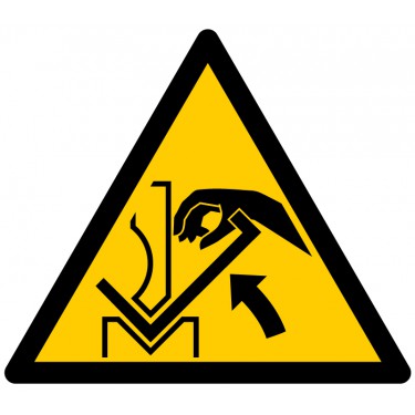 Panneau Danger Ecrasement de la main dans l'outil d'une presse plieuse et le matériau W031 - ISO 7010