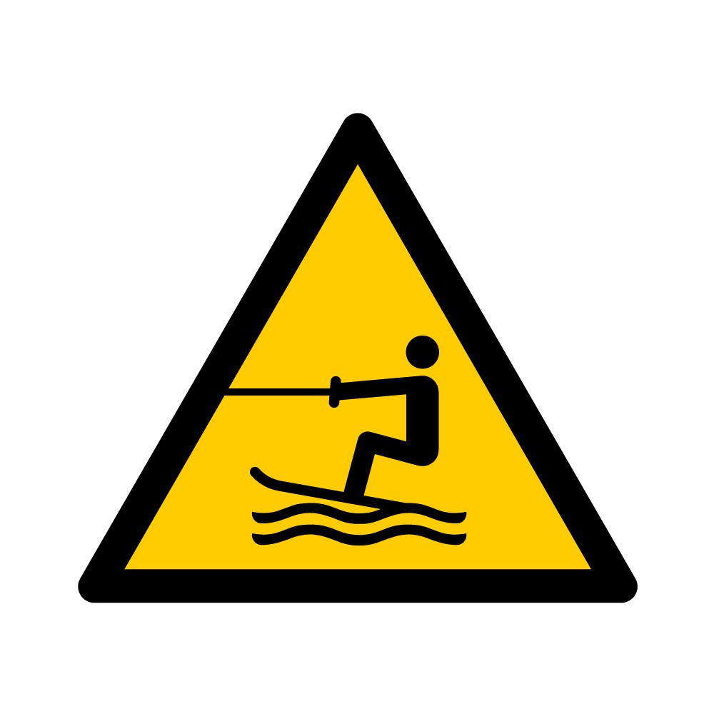 Panneau Danger Zone d'activités nautiques tractées  W045 - ISO 7010