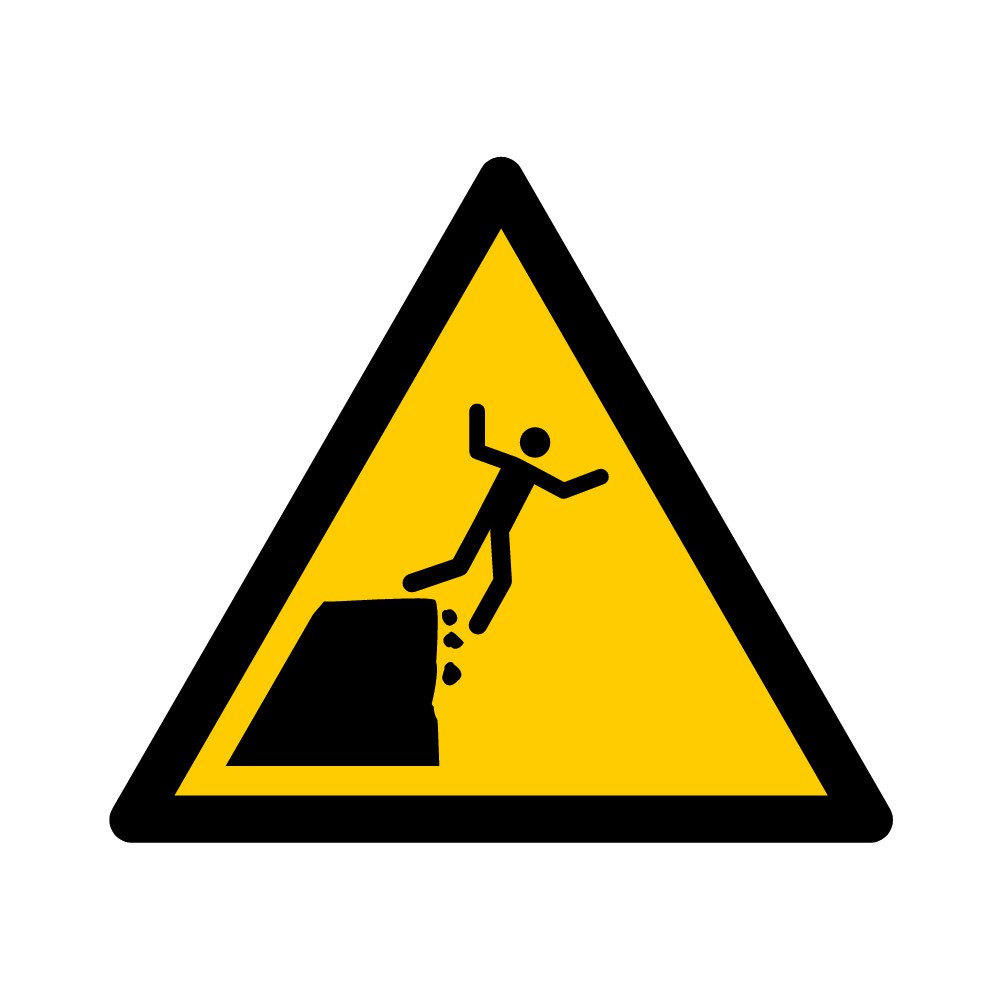 Panneau Danger Bord de la falaise instable W052 - ISO 7010