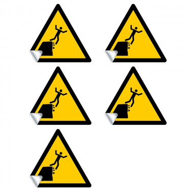 Autocollants Danger Bord de la falaise instable W052 - ISO 7010