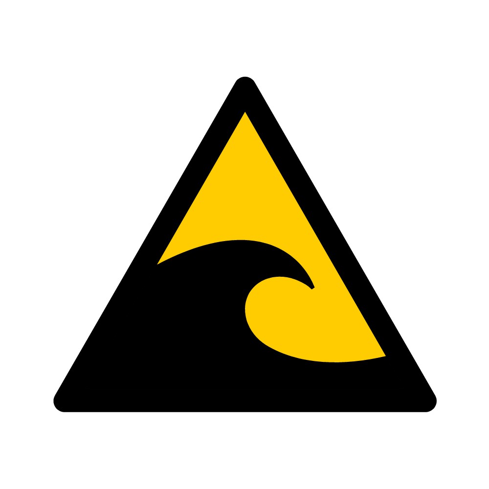 Panneau Danger Zone à risque de tsunami W056 - ISO 7010