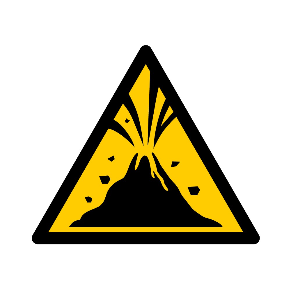 Panneau Danger Zone volcanique active W075 - ISO 7010