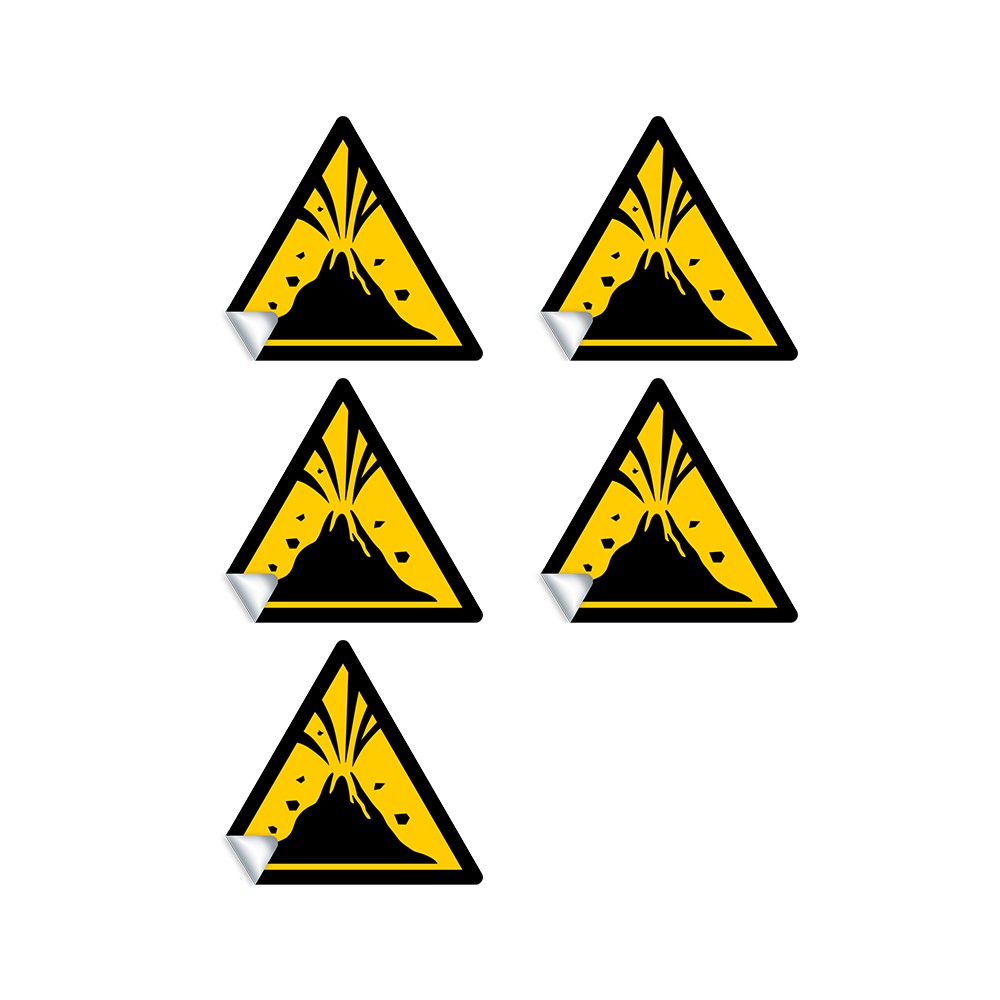 Autocollants Danger Zone volcanique active W075 - ISO 7010