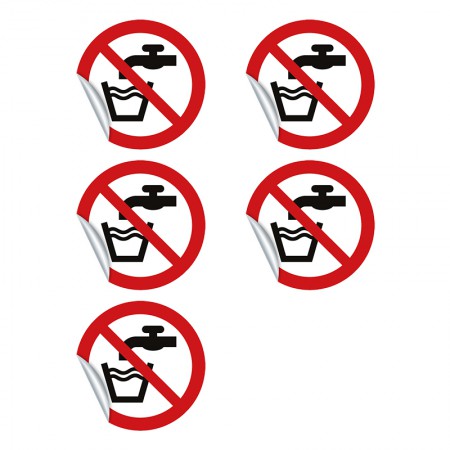 Autocollant Eau Non Potable/Ne Pas Boire - Eau De Pluie, Citerne - 3 Stickers Ronds - 9,5cm