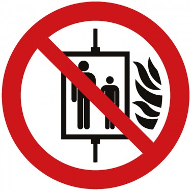 Panneau Interdiction d'utiliser l'ascensseur en cas d'incendie P020 - ISO 7010