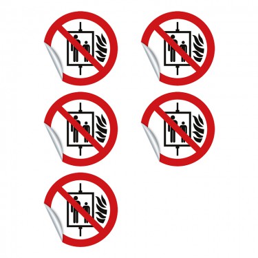 Autocollants Interdiction d'utiliser l'ascensseur en cas d'incendie P020 - ISO 7010