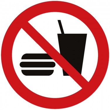 Panneau Interdiction de manger ou de boire P022 - ISO 7010