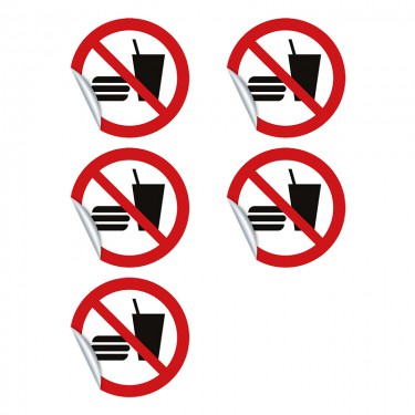 Autocollants Interdiction de manger ou de boire P022 - ISO 7010