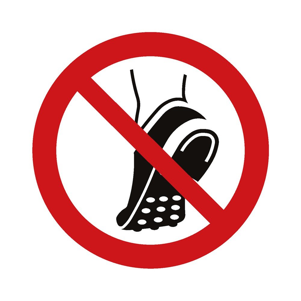 Panneau Chaussures à picots métalliques interdites P035 - ISO 7010