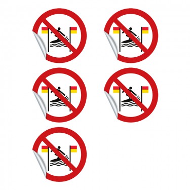 Autocollants Pratique du surf interdite entre les drapeaux rouges et jaunes P064 - ISO 7010