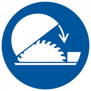 Panneau Utiliser la protection réglable de la scie circulaire sur table  M031 - ISO 7010