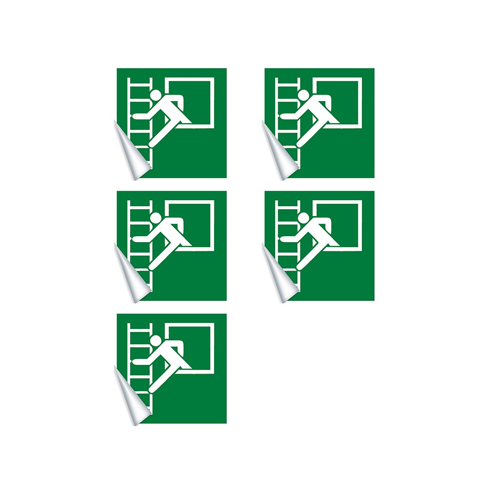 Autocollants Fenêtre de secours avec échelle de secours E016 - ISO 7010 Autocollants Fenêtre de secours avec échelle de secours E016 - ISO 7010
