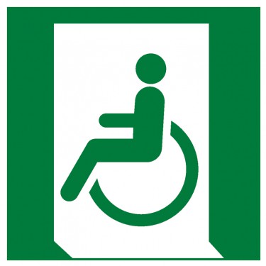 Panneau Sortie de secours pour les personnes incapables de marcher ou ayant une déficience de marche (gauche) E026 - ISO 7010