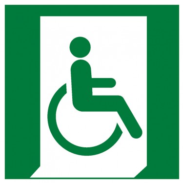 Panneau Sortie de secours pour les personnes incapables de marcher ou ayant une déficience de marche (droite) E030 - ISO 7010