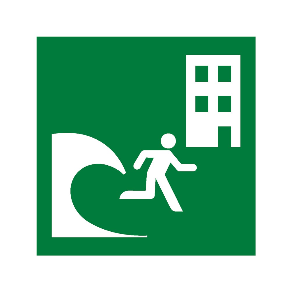 Panneau Bâtiment d'évacuation en cas de tsunami E063 - ISO 7010 Panneau Bâtiment d'évacuation en cas de tsunami E063 - ISO 7010