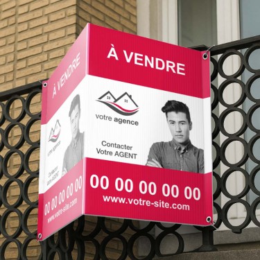 Panneau immobilier double en V personnalisable