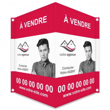 Panneau immobilier double en V personnalisable