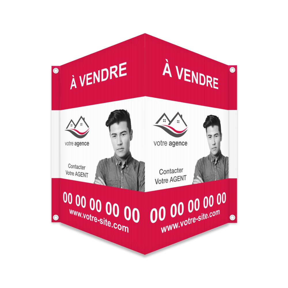 Panneau immobilier double en V personnalisable