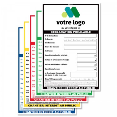 Panneau Déclaration préalable personnalisable