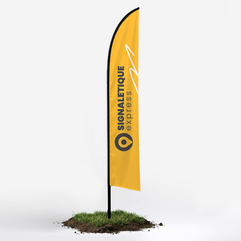 Drapeau plume piquet à planter personnalisable