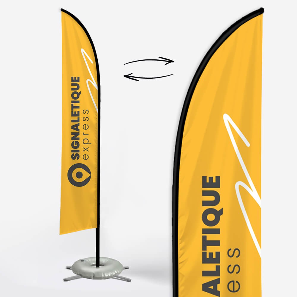 Drapeau plume recto verso personnalisable