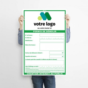 Panneau Permis de démolir personnalisable