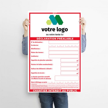 Panneau Déclaration préalable personnalisable