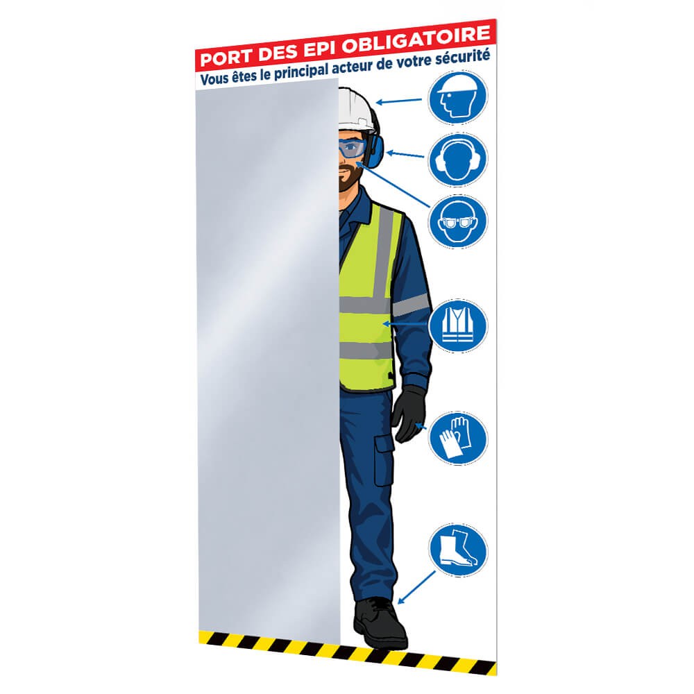 Miroir de contrôle du port des EPI BTP / Industrie Masculin