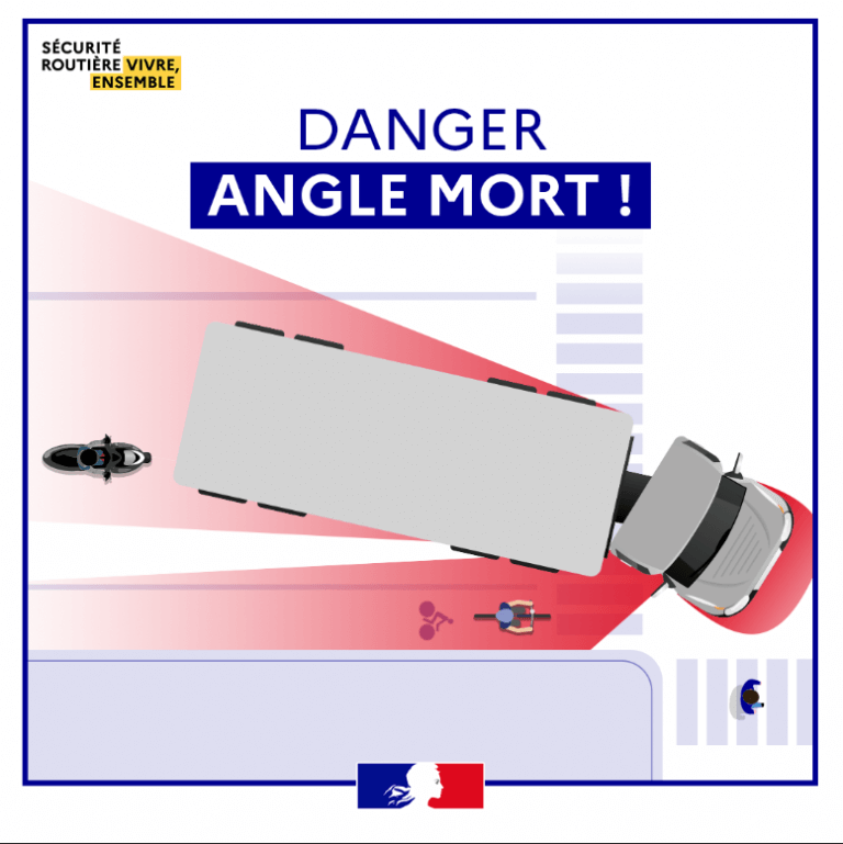 Angle mort entre camion et cycliste